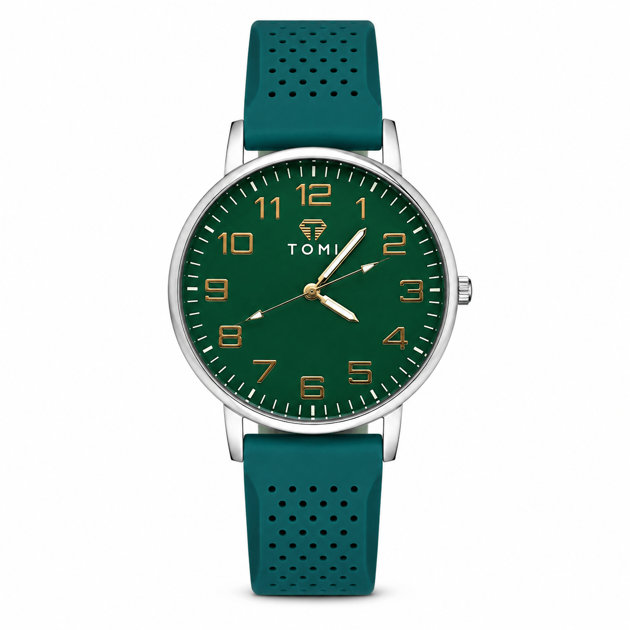 TOMI Verdeon watch, clean front view on white background